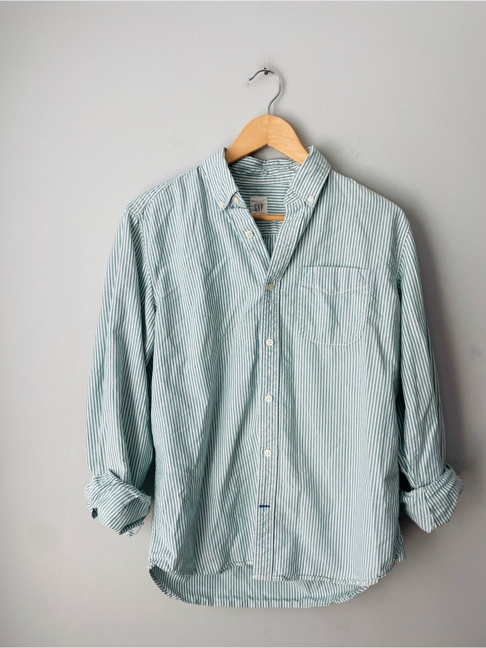 GAP Green Stripe Cotton Button Down